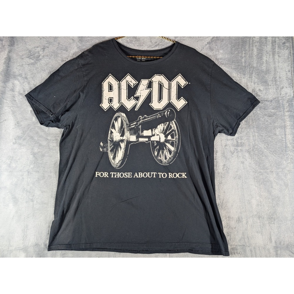 AC/DC For Those About To Rock Cannon Graphic T-Shirt Black Men 2XL Rock Band Tee